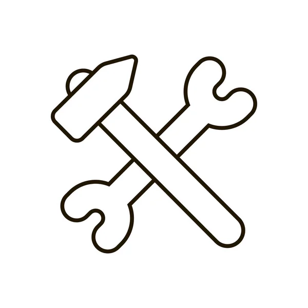 Icono de martillo y llave inglesa en estilo plano de moda aislado. Eps 10 . — Archivo Imágenes Vectoriales