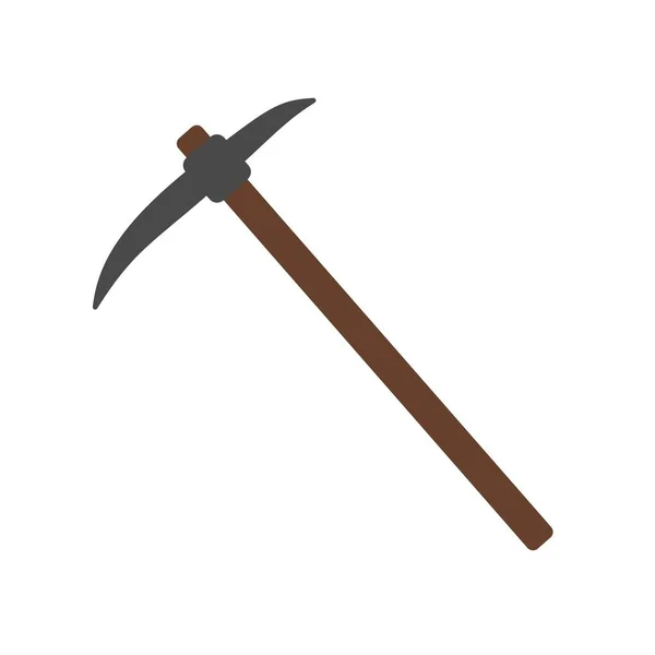 Pickaxe de madeira sobre fundo branco. Ferramenta manual de mineiros. Ilustração vetorial em estilo plano moderno. EPS 10 . —  Vetores de Stock