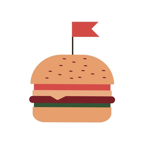 Double Cheeseburger Sandwich sobre fundo branco. Street Fast Food. Ilustração vetorial em estilo plano moderno. EPS 10 — Vetor de Stock