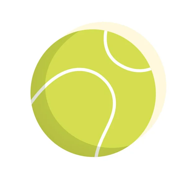 Raqueta de tenis con bola amarilla sobre fondo blanco. Ilustración vectorial en estilo plano de moda. EPS 10 — Vector de stock