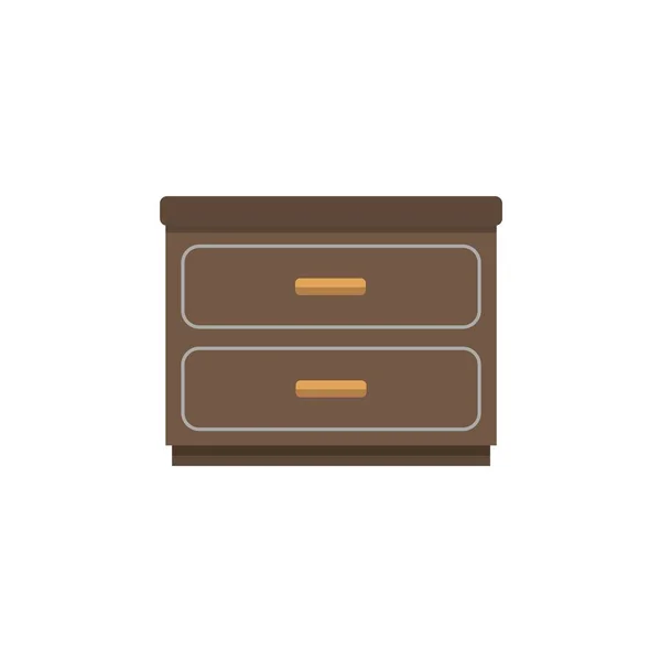 白色背景的木制床头柜。矢量插图在流行的平面风格。EPS 10 — 图库矢量图片
