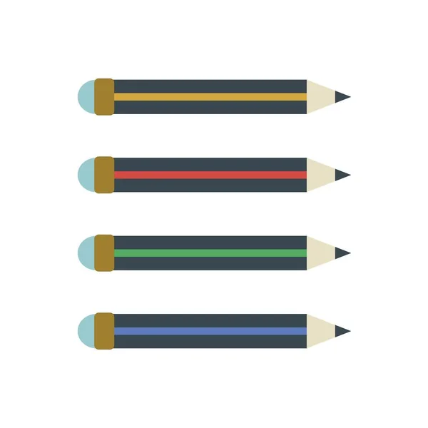 Crayons avec gomme sur fond blanc. Illustration vectorielle dans un style plat tendance. SPE 10 — Image vectorielle