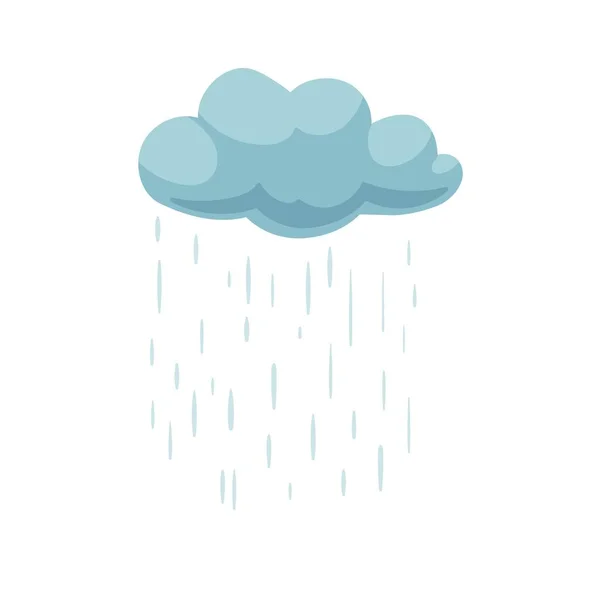 Wolk met Regen op witte achtergrond. Vector illustratie in trendy platte stijl. EPS 10 — Stockvector