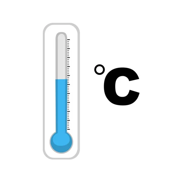 Termometro e temperatura su sfondo bianco. Illustrazione vettoriale in stile piatto alla moda. EPS 10 — Vettoriale Stock