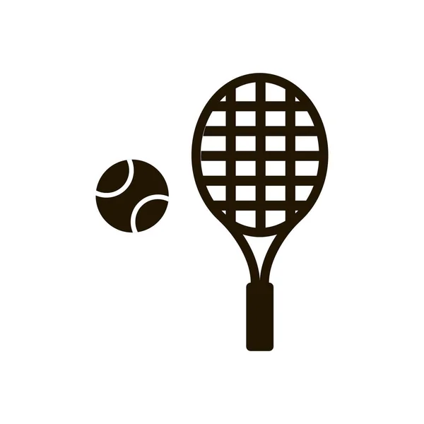 Raqueta de tenis e ícono de la pelota en estilo plano de moda aislado. Ilustración eps 10 . — Vector de stock
