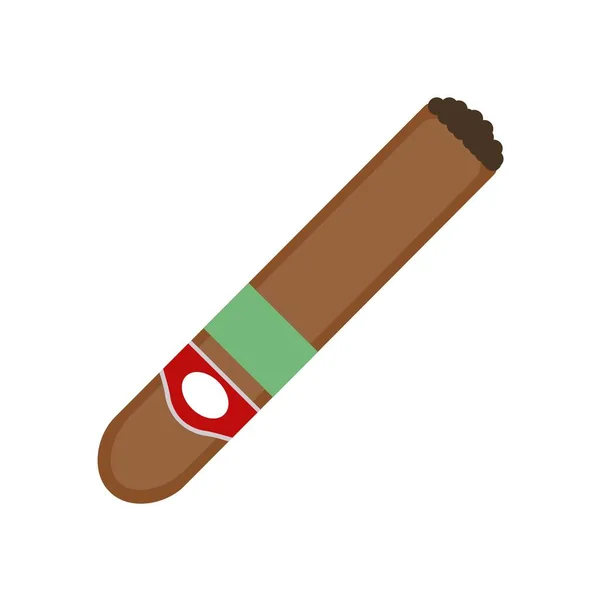 Kubansk cigarr på vit bakgrund. Vektor illustration i trendig platt stil. EPS 10. — Stock vektor