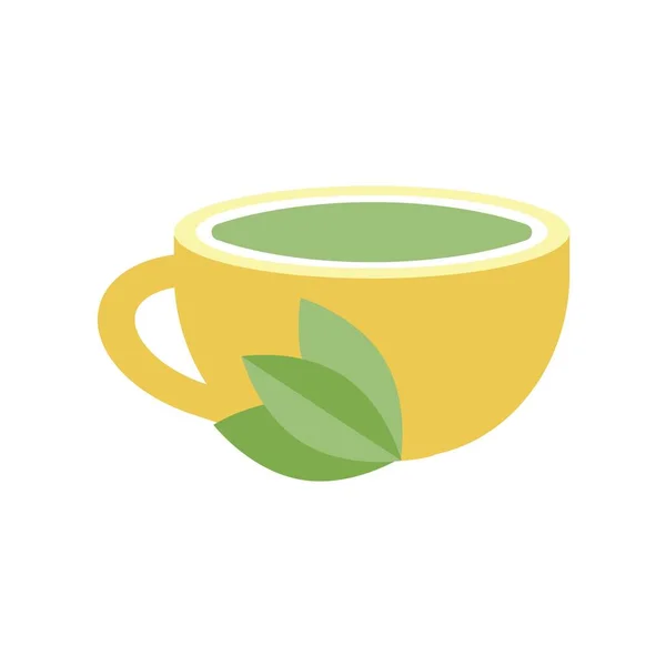 白色背景的绿茶杯。矢量插图在流行的平面风格。EPS 10. — 图库矢量图片