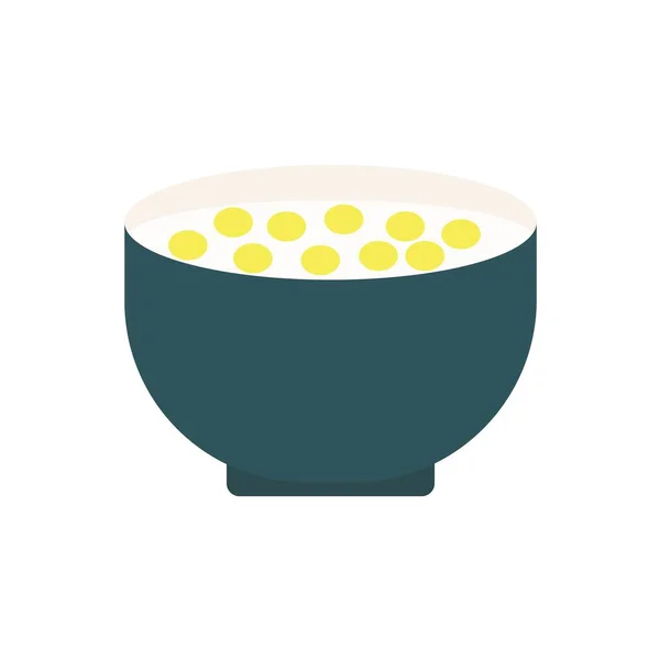Jagung sereal di mangkuk dengan latar belakang putih. Vektor ilustrasi dengan gaya trendi datar. EPS 10 - Stok Vektor