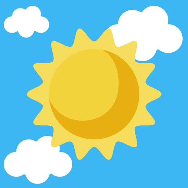 蓝色背景下的太阳和云天气.矢量插图在流行的平面风格。EPS 10 — 图库矢量图片