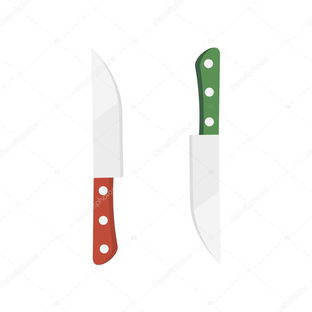 Steel Kitchen Knive on white background. Vector illustration in trendy flat style. EPS 10