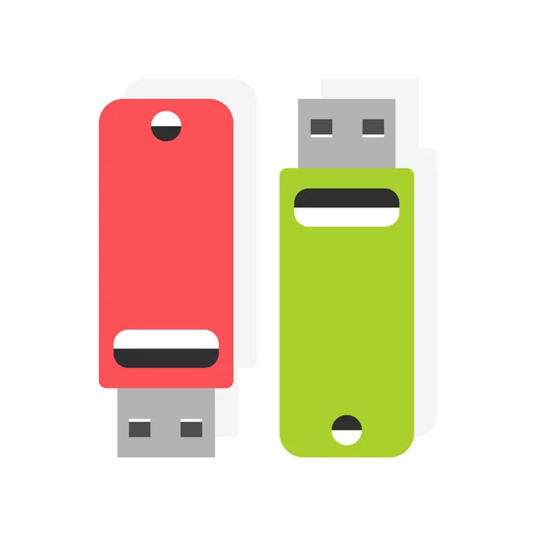 Unidad flash USB sobre fondo blanco. Ilustración vectorial en estilo plano de moda. EPS 10 . — Vector de stock