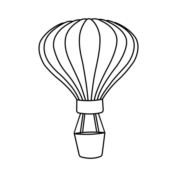 Beyaz zemin üzerinde uçan hava balonu simgesi.. Gökyüzünde sıcak balon nakli. Uçmak için havadan daha hafif gaz kullanan bir uçak. Vektör illüstrasyonu EPS 10. — Stok Vektör