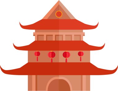 Vietnam tapınağı ikonu. Web tasarımı için Vietnam tapınağı vektör simgesinin düz çizimi.
