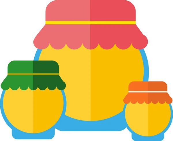 Três vários frutos de latas ilustração ou jarros saborosos. Conjunto e coleção de vetores isolados com etiqueta em design plano . —  Vetores de Stock