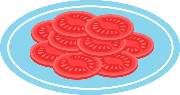 Plato con tomates en rodajas. Ilustración vectorial . — Archivo Imágenes Vectoriales