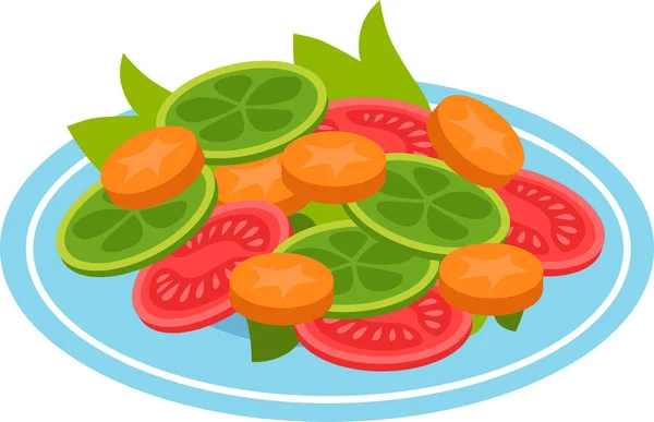 Ensalada de verduras frescas. Ilustración vectorial. Simple icono de dibujos animados alimentos de diseño. Concepto de alimentación saludable . — Vector de stock