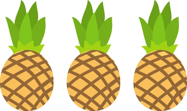 Fruits d'été pour un mode de vie sain. Des ananas. Illustration vectorielle icône plate de dessin animé isolé sur blanc. — Image vectorielle