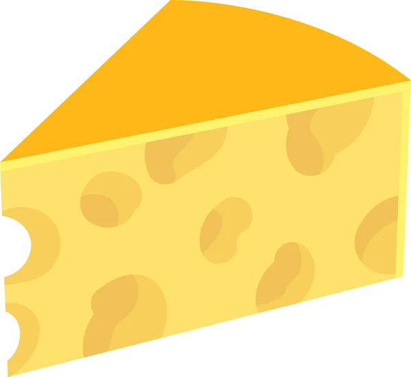 白い背景に単離されたチーズベクトルアイコン。ウェブサイトのデザイン、モバイルアプリのためのフラットイエローミルク食品シンボル。ロゴ三角形ブロックチーズイラスト. — ストックベクタ
