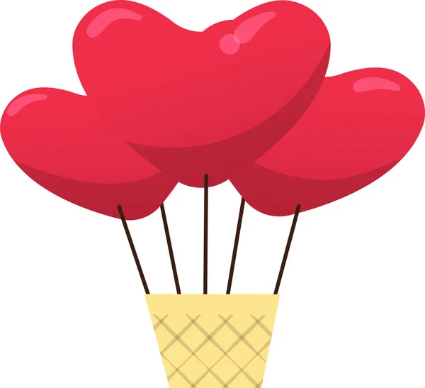 Slyšte horkovzdušný balón ikony vektorové ilustrace. Valentines day concept. — Stockový vektor