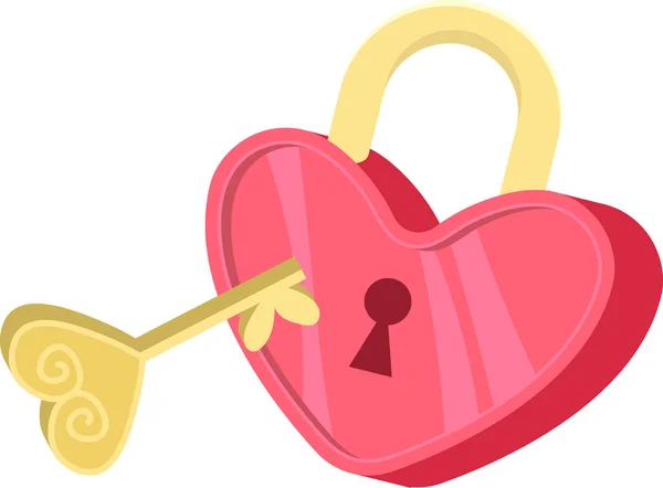 Die Draufsicht Aufnahme von rotem Herz Vorhängeschloss und Schlüssel auf weißem Hintergrund für Valentinstag. — Stockvektor