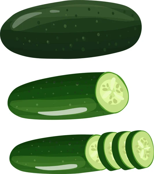 신선 한 오 이 채소들 만의 아이콘입니다. 평평 한 형태의 벡터 삽화. — 스톡 벡터