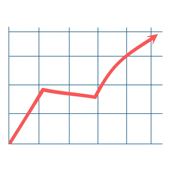 Gráfico de línea de crecimiento empresarial en estilo plano de moda aislado. Ilustración vectorial EPS 10 . — Vector de stock