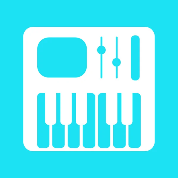 Synthesizer-Symbol. Für Webseiten und Apps. Bild auf blauem Hintergrund. Flache Linienvektorabbildung. — Stockvektor