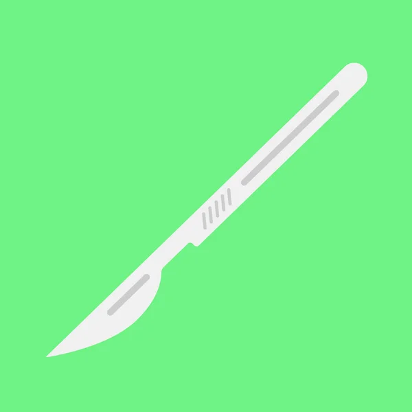 Medisch scalpel icoon. Platte illustratie van scalpel, vector icoon voor web geïsoleerd op groene achtergrond. — Stockvector