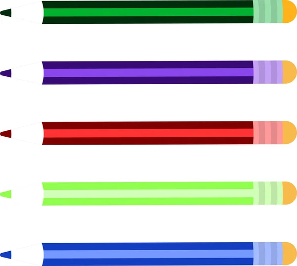 Crayons lumineux. Illustration vectorielle plate isolée sur fond blanc — Image vectorielle