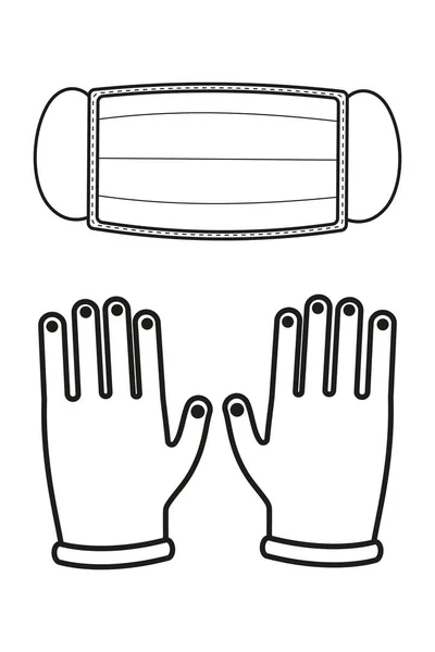 Koruyucu maske ve eldivenler modaya uygun, düz stil izole edilmiş. Tıbbi kişisel koruma ekipmanları. Vektör illüstrasyonu EPS 10. — Stok Vektör