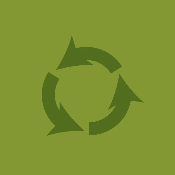 Reycled cycle arrows icon. Утилизированная экоикона. Векторная иллюстрация. Изолированный на зеленом фоне . — стоковый вектор