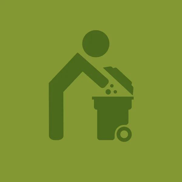 Símbolo do lixo. Não faça sinal de ninhada. Ícone do lixo. Logotipo em fundo verde. símbolo para web site Computador e vetor móvel . —  Vetores de Stock