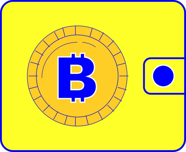 Ikona wektora portfela ilustracja z bitcoin — Wektor stockowy