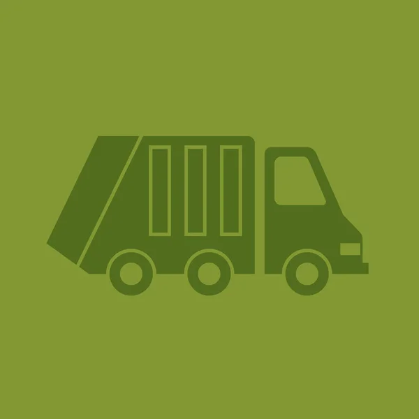 Ilustración plana vectorial camión de basura urbana, recolección de basura, coche verde . — Vector de stock