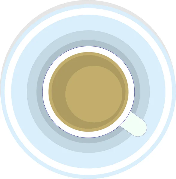 Cangkir kopi di atas bersih dalam ilustrasi vektor ikon terisolasi keramik atau kaca dengan gaya desain datar piring - Stok Vektor