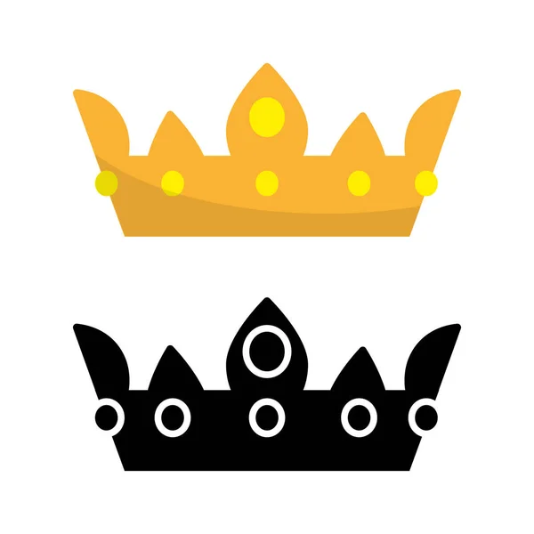 King Crown on white background. Illustration of black crown silhouettes. Vector illustration in trendy flat style. EPS 10. — Stock Vector