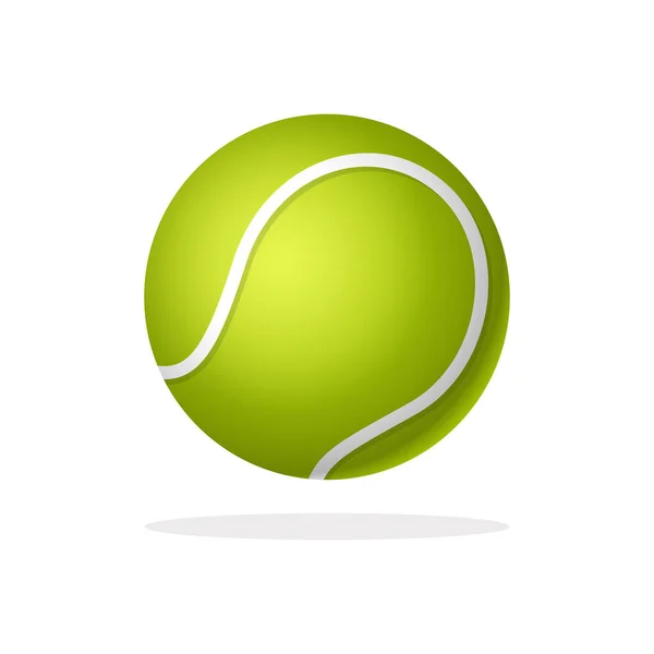 Tenis topu spor ekipmanları beyaz zemin üzerinde izole edilmiş, düz stil modada. — Stok Vektör