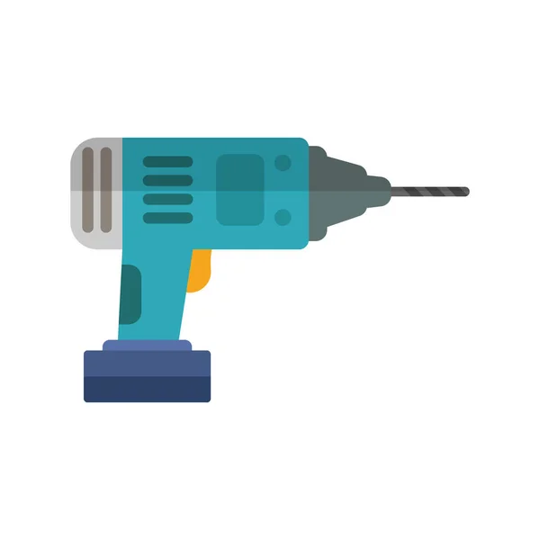 Hand electric drill on white background. Tool for drilling holes in materials. Vector illustration in trendy flat style. — Stock Vector