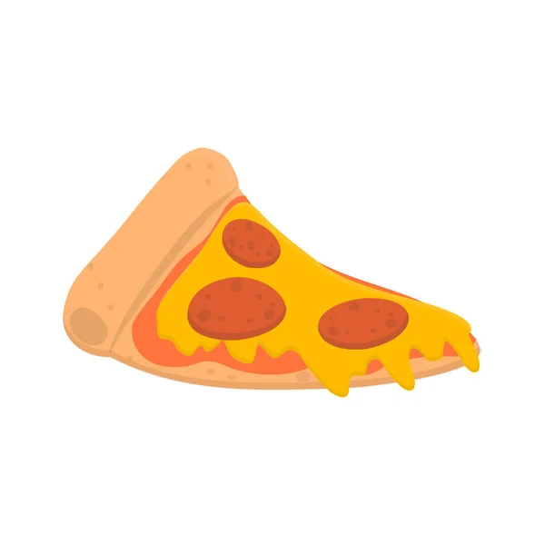 Pizza sobre fondo blanco. Una rebanada de pizza italiana de pepperoni. Ilustración aislada vectorial . — Vector de stock