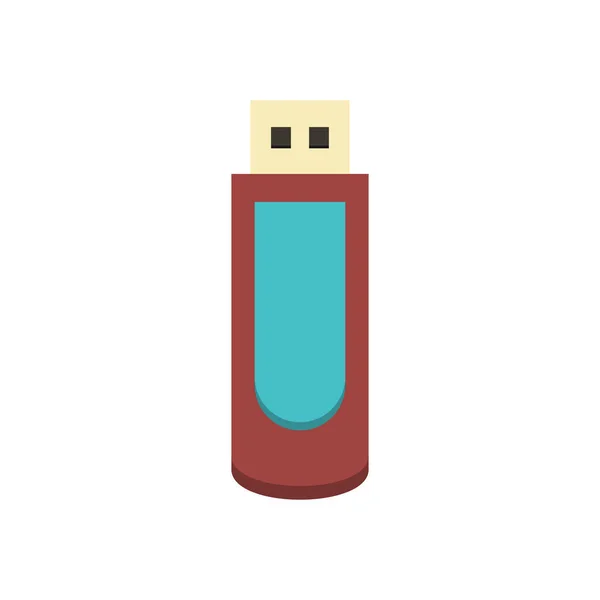 Beyaz arkaplandaki USB flash bellek. Düz moda vektör illüstrasyonuName. — Stok Vektör