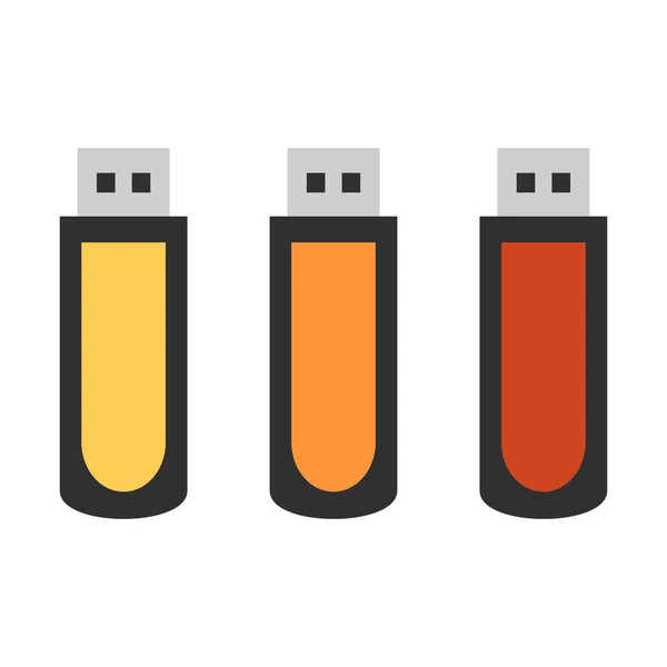 Unidad de memoria flash USB en fondo blanco. Ilustración vectorial en estilo plano de moda . — Vector de stock