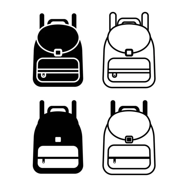 Definir mochila escolar para crianças em fundo branco. Ilustração vetorial em estilo moderno plano . — Vetor de Stock