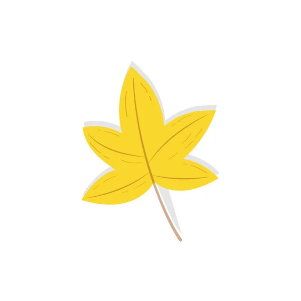Feuille d'arbre jaune isolée Illustration. Style plat tendance pour la conception graphique, site web . — Image vectorielle
