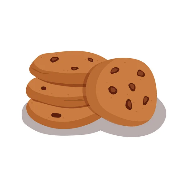 Traditionell choklad chip cookie isolerad Illustration. Trendig platt stil för grafisk design, hemsida. — Stock vektor