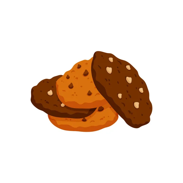 Tradycyjne ciasteczka czekoladowe izolowane Ilustracja. Modny styl płaski do projektowania graficznego, strona internetowa. — Wektor stockowy