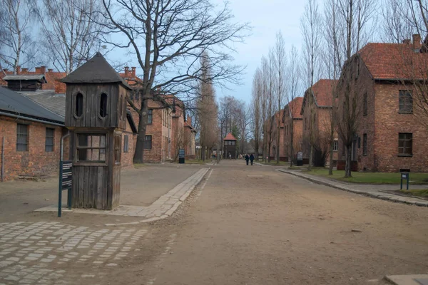 Campo Concentramento Auschwitz Visita Una Fredda Giornata Invernale Grigia — Foto Stock