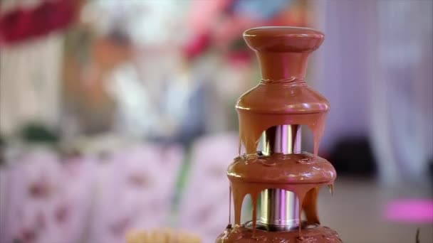 Čokoládová fontána dezert jídlo — Stock video