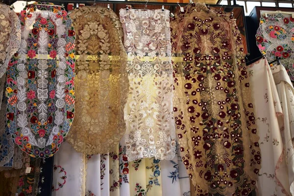匈牙利布达佩斯 2019年6月25日 布达佩斯市场上的纺织品 — 图库照片