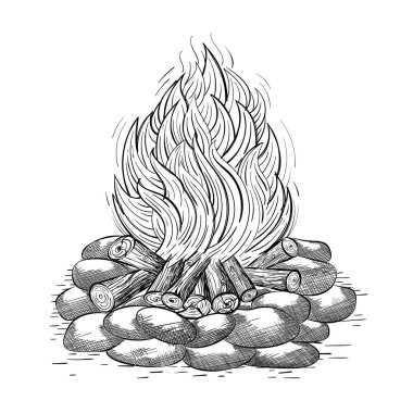 El çizimi kamp ateşi vektörü