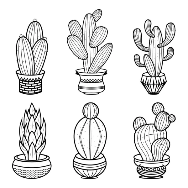 Disegno Disegnato Mano Cactus Colorazione — Vettoriale Stock